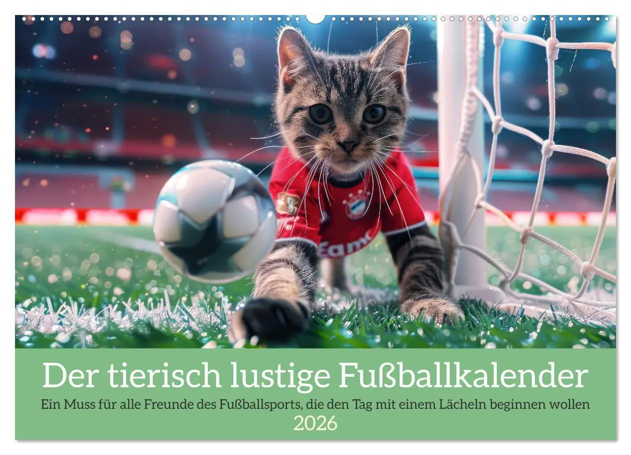 Cover: 9783457388723 | Der tierisch lustige Fußballkalender (Wandkalender 2026 DIN A2...